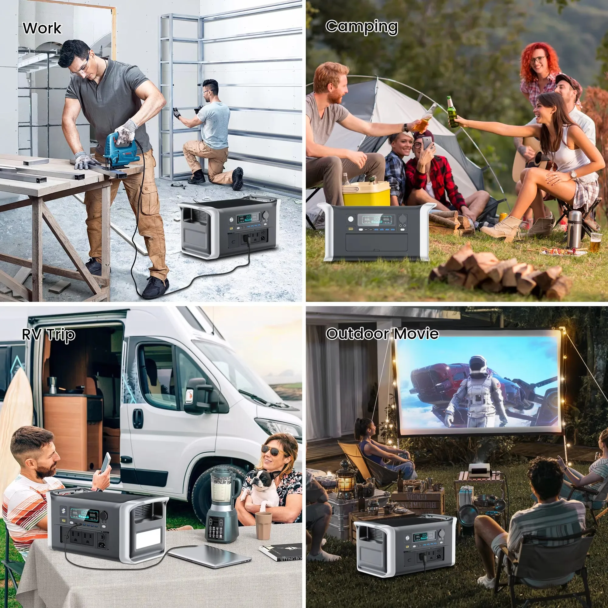 Camping Portable Power Station 1800W 200W Solar Panel 1024Wh Lifepo4 Solar Generator Battery Emergency Supply Backup - Image 3
